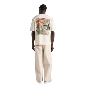 T-shirt décontracté à col rond et manches courtes pour homme, motif floral au dos, petit imprimé sur la poitrine, coupe décontractée, en jersey de coton, vente en gros, personnalisable OEM - Product Image 2