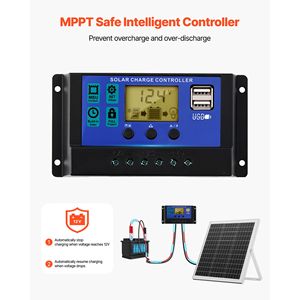 Regolatore MPPT Intelligente 20W 12V per Pannelli Solari, Caricabatterie Regolabile per Sistemi di Energia Solare con Mantenitore di Carica a Bassa Tensione - Product Image 3