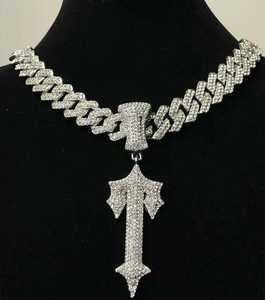 Colgante de letra T estilo Trapstar con incrustaciones de moissanita VVS y cadena cubana, estilo Hip Hop - Product Image 4