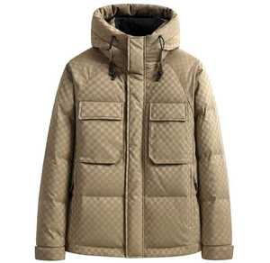Men's Winter Hooded Puffer <b>Jacket</b> Solid <b>Fleece</b> <b>Thick</b> Polyester Waterproof Zipper Front Casual Outerwear Regular Fit - Product Image 5