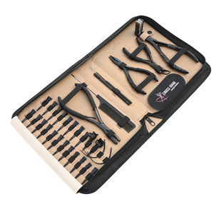Kit d'outils premium pour extensions de cheveux noirs avec pince à presser le ruban adhésif, pince à retirer les micro-anneaux, pinces à cheveux, peigne, aiguilles - Product Image 1