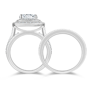 Bague d'éternité en moissanite, taille brillant rond, motif cœur en V, alliance de mariée vintage, bijoux en pierres précieuses pour femme - Product Image 1