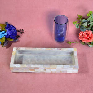 Bandeja Rectangular con Incrustaciones de Madreperla y Cubiertos Dorados para Decoración de Fiestas, Platos y Vajilla de Diseño Moderno - Product Image 2