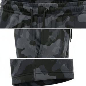 Shorts de sport camouflage personnalisés en sublimation pour la vente en gros, avec logo personnalisé, respirants, pour la course et le fitness, à taille élastique - Product Image 4