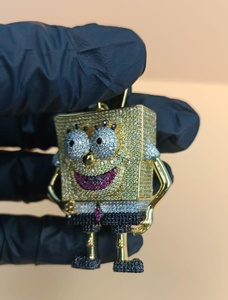 Colgante de Personaje de Dibujos Animados Personalizado de Lujo, Chapado en Oro de 18K con Moissanita, Plata de Ley 925, Joyería Hip Hop para Hombre - Product Image 5