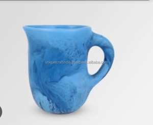 Mug à thé en résine au design rustique avec poignée pour la maison, le restaurant, les fêtes, le bureau - Artisanat unique d'Inde - Product Image 1