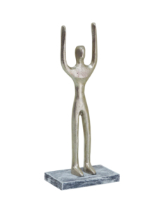 Sculpture Moderne Abstraite en Aluminium - Statue Masculine Métallique Minimaliste avec Bras Élévés pour Décoration Intérieure Contemporaine - Product Image 4