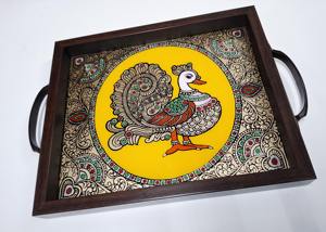 Plateau en bois imprimé peint à la main, style artisanal, pour décoration intérieure Shabby Chic, plateau de service en gros - Product Image 3