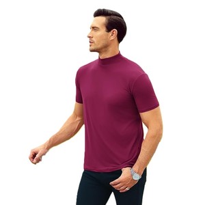<b>Men's</b> Solid Color Short Sleeve Mock <b>Turtleneck</b> Pullover Thermal Top Slim Fit Knitted <b>Sweater</b> Summer Wear - Product Image 3