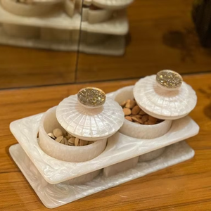 Resin Cylinder Jar Collection Crystal Pearl Details Luxury Eco-Friendly Lightweight Food Storage - Product Image 1