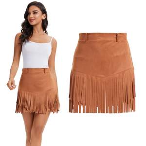 Falda de cuero con cintura elástica de moda urbana en venta, diseño propio personalizado, falda de cuero para mujer - Product Image 5