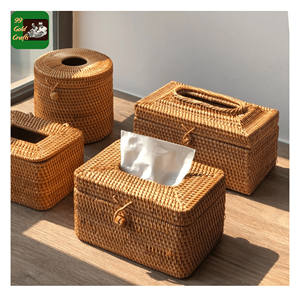Caja de pañuelos de ratán hecha a mano con material de ratán natural para almacenamiento de pañuelos y decoración de mesa en el hogar, elaborada en Vietnam. - Product Image 4