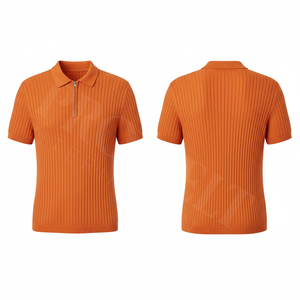 Polo en polyester côtelé 100 %, doux, confortable, uni, avec fermeture éclair, pour hommes, vente en gros, prix bas. - Product Image 5