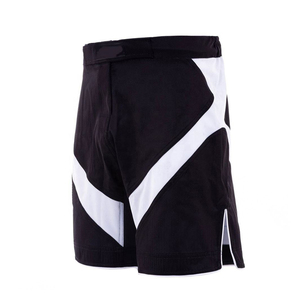 Shorts de MMA pour hommes, coloris contrastés noir et blanc, coupe athlétique, extensible, en spandex et nylon, taille adulte - Product Image 6