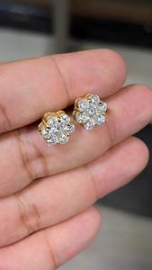 Classic Flower <b>Stud</b> <b>Earrings</b> Round Brilliant Cut Diamond Rhodium Plated 925 Silver Women's Everyday Wear - Product Image 6