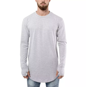 Camiseta de Manga Larga para Hombre, Corte Holgado, 100% Algodón, Colores Personalizados, Sólida, Transpirable, Ecológica, de Secado Rápido y Alta Calidad - Product Image 1