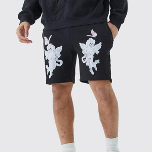 Shorts de sport pour hommes en gros, shorts de course avec poche, logo personnalisé, décontractés, 100% coton, couleur unie - Product Image 6