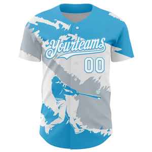 เสื้อเบสบอลทีมแบบกำหนดเองสำหรับผู้ชาย สีน้ำเงิน ขาว เทา พิมพ์ลายสกรีน ระบายเหงื่อได้ดี แขนสั้น ทรงปกติ ชุดทีมสำหรับผู้ใหญ่ - Product Image 6
