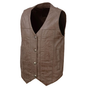 Gilet de motard en cuir PU pour homme, sans col, fermeture éclair, couleur unie, style automne, longueur standard - Product Image 3