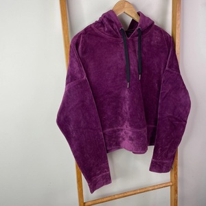 Sudadera con Capucha para Mujer, Talla Grande, Color Morado, de Terciopelo, Corta - Product Image 2