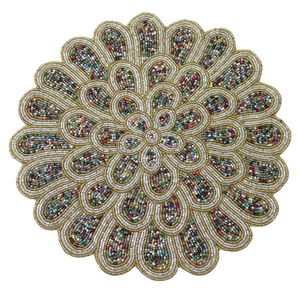 Set de table brodé de perles, Napperon perlé, Set de table en perles, Napperon de salle à manger fait main en perles - Product Image 1
