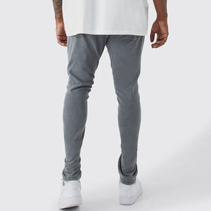 Pantalon en jean stretch slim fit pour homme, gris délavé vintage, effet usé, vente en gros - Product Image 2