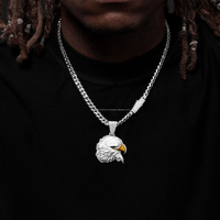 Pendentif Aigle Hip Hop Moissanite Diamant Givré en Argent Sterling 925, Coupe Ronde Brillante, Certifié IGI, Plaqué Or, pour Fête