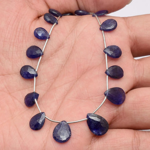 Cuentas sueltas de zafiro azul natural facetadas en forma de pera de 5x7mm-9x13mm, tipo briolette, para la fabricación de joyería. - Product Image 4