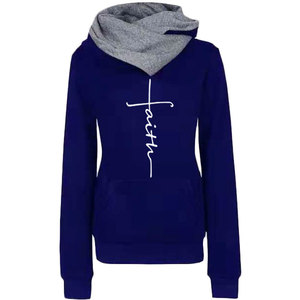 Sweat-shirt rose à capuche avec imprimé croix Faith, coupe ajustée, unisexe, en polaire, décontracté, pour l'automne - Product Image 2