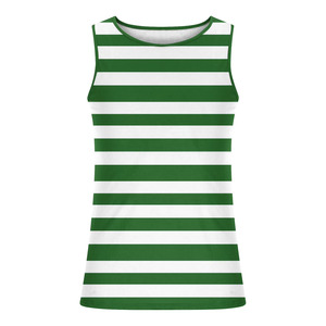 Nouvel Arrivage Été Débardeur Homme 100% Coton Rayé Vert et Blanc Col Rond Tricoté Décontracté 220 g/m² Coupe Musclée - Product Image 3