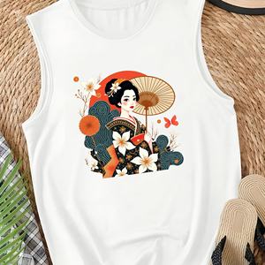 Geisha élégante avec kimono floral Gilet décontracté pour femme - Product Image 3