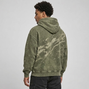 Sudadera con capucha para hombre, estilo acid wash, con textura suave, corte relajado y un look moderno, ideal para atuendos casuales diarios. - Product Image 3