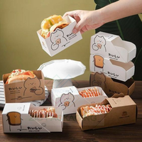 Plateau écologique de boîte à sandwichs de qualité alimentaire pour sushi, boulangerie, crêpes, sandwich aux œufs, restauration, boîte d'emballage en papier gaufré