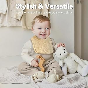 Bavoirs en mousseline de bambou premium pour bébé, 100% bambou, légers et doux pour la peau - Product Image 2