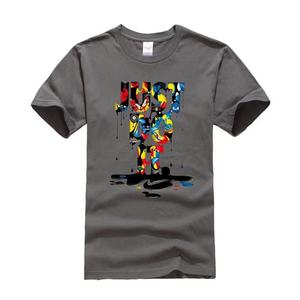 T-shirt en coton à manches courtes pour homme avec imprimé lettres, col rond, coupe décontractée, respirant, en jersey tricoté, logo frontal - Product Image 2