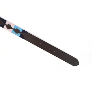 Elegante Cinturón Polo Hecho a Mano en Cuero Genuino con Costuras de Hilo Multicolor Brillante, Hebilla de Cuero con Diseño Polo, Logotipo Personalizado - Product Image 4