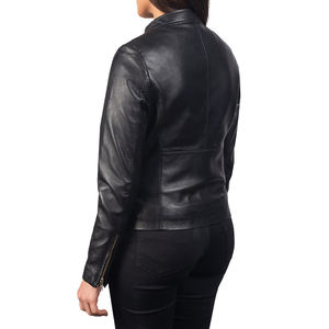 Blouson Bomber Unisexe Noir en Cuir Véritable Coupe Ample Col Mandarin Fermeture Éclair Qualité Supérieure Vintage Hiver Personnalisable - Product Image 6