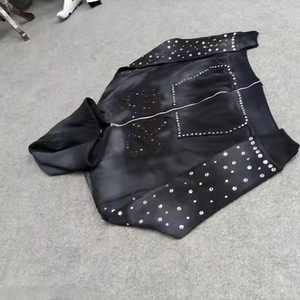 Sweat à capuche oversize 100 % coton pour homme, logo brodé personnalisé sur le devant, coupe ample, court, avec strass, sweat à capuche pour homme de haute qualité - Product Image 2