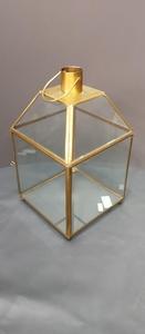 Irregular <b>Brass</b> <b>Lantern</b> with Glass Panels and Candle Holder Handmade Artisan Design for Wedding Table Decoration - Product Image 5