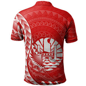 Polo à manches courtes pour homme à motif polynésien rouge, texte personnalisé imprimé, respirant, coupe classique, vêtements décontractés - Product Image 2