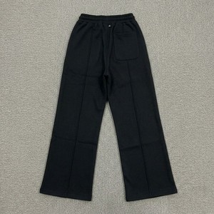 Joggers minimalistes pour femmes de qualité supérieure, coupe droite, couleur noire unie, pantalon de survêtement ample, doux et chaud en molleton, décontracté, pour le fitness et la détente - Product Image 4