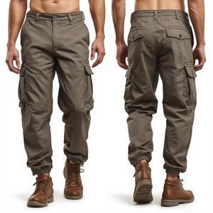 Pantalon long en toile imperméable et respirant pour homme, coupe décontractée, style streetwear, avec fermeture éclair sur le devant - Product Image 1