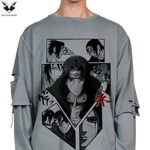 Camisetas de Manga Larga de Doble Capa con Estampado, Hechas a Mano, Cómodas, Personalizadas, de Algodón Lavado al Ácido, Estilo Urbano, Superventas - Product Image 6