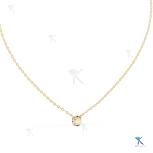 Lab Grown Diamond Solitaire Station Necklace 14K 18K <b>Solid</b> <b>Gold</b> Dainty Minimalist Geometric <b>Pendant</b> Wedding Anniversary Gift Her - Product Image 2
