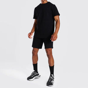 Nouvel ensemble décontracté pour homme, t-shirt et short en coton 100%, style streetwear, été, couleur unie, best-seller - Product Image 1