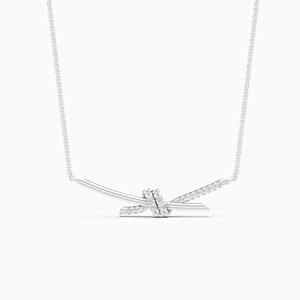 Colgante de nudo brillante y delicado con diamante cultivado en laboratorio de 0.15 quilates en oro amarillo, blanco y rosa de 9 quilates - Product Image 2