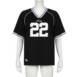 Camiseta deportiva de verano para mujer, camiseta Y2K, camisa holgada de manga corta, ropa de verano transpirable para mujer, camiseta con cuello en V - Product Image 2