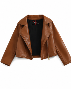 WARPRO INDUSTRY Unisex Brown PU Leather Motorcycle Jacket Stand Collar Asymmetric Zipper Cotton <b>Lined</b> Autumn Fashion <b>Coat</b> for - Product Image 2