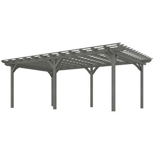 Pergola Gazebo Moderna in Legno 3,6x6m con Traliccio per Viti e Struttura Stabile per Piante Rampicanti, Finitura WPC Grigia - Product Image 1
