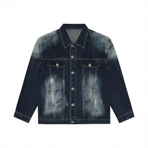 OEM 2026 Men's Designer Denim Jacket Distressed <b>Paint</b> Wash Vintage Loose Fit Denim <b>Set</b> Made By TRIOTAKE INDUSTRY - Product Image 2